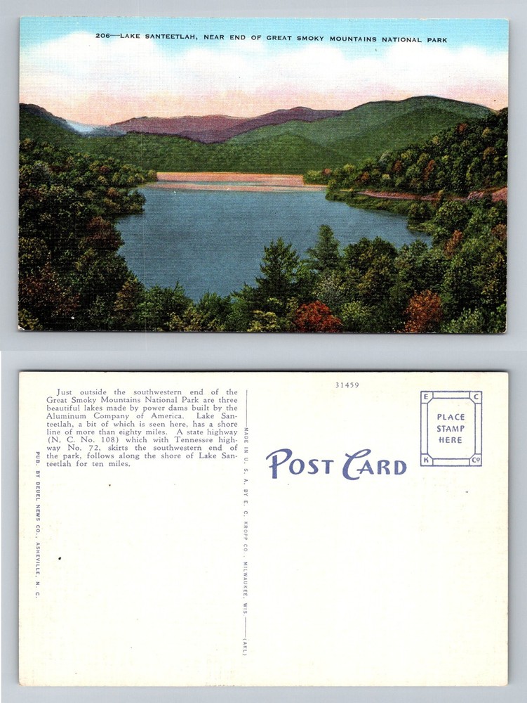 Lake Santeetlah NC-North Carolina, Great Smoky Mountains View Vintage Postcard