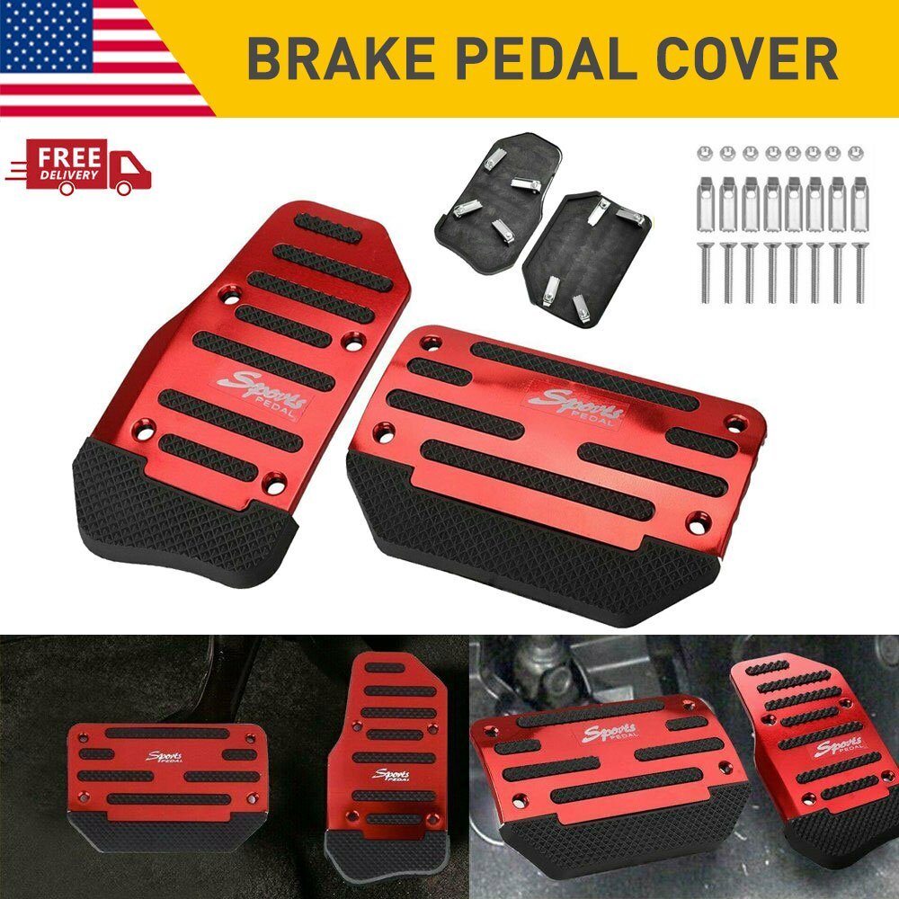 Universal Non-Slip Automatic Gas Brake Foot Pad Pedal Cover Car Accessories red
