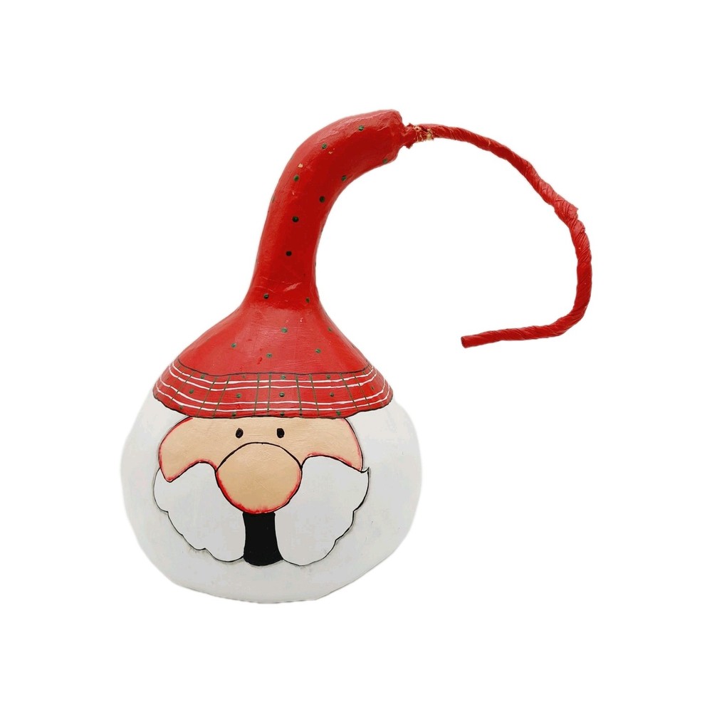 Gourd Shape Santa Claus Hand Painted Folk Art Christmas Paper Mache 10