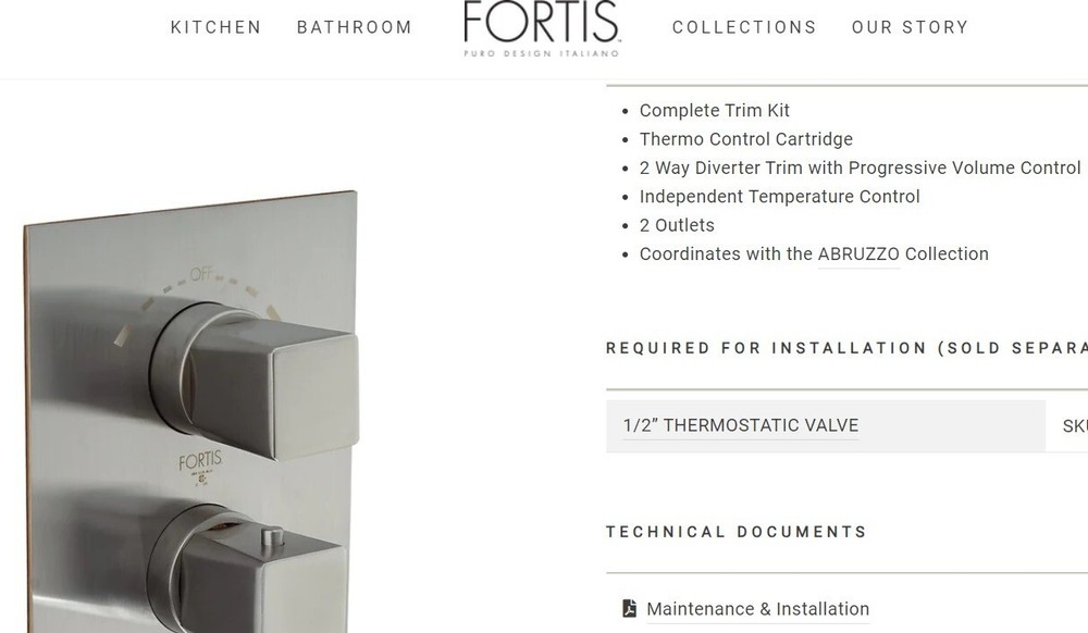 Italian FORTIS ABRUZZO ½” Thermo Shower Valve Trim 9469100BN-image