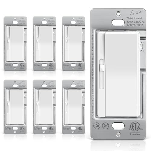Pack Super Slim Slide Dimmer Light Switch, Single Pole or 3 Way Dimmer 6
