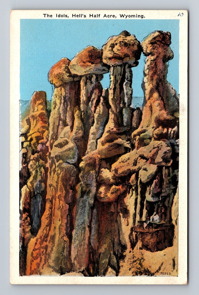 Hell's Half Acre WY- Wyoming The Idols Vintage Postcard
