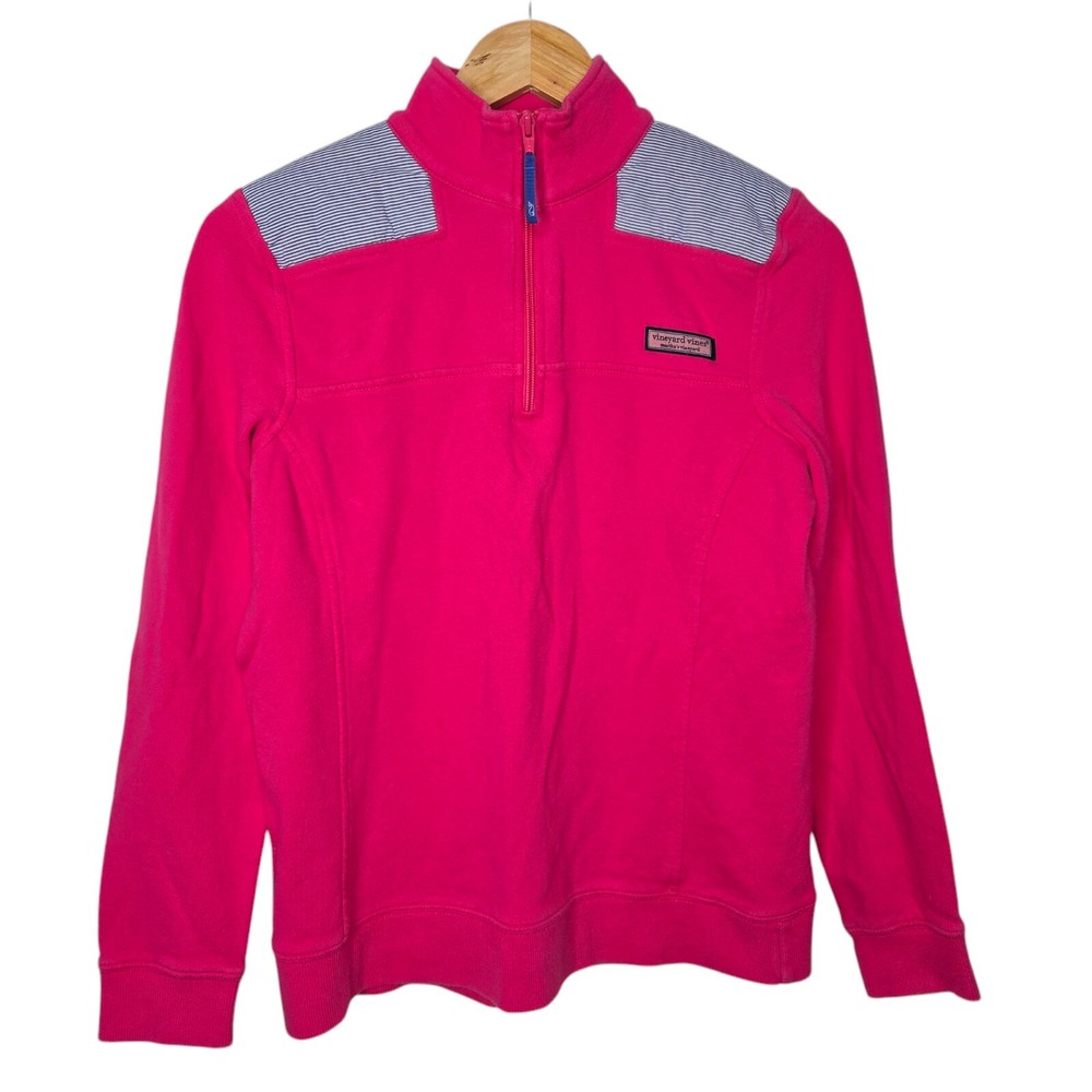 Vineyard Vines Womens Pink Cotton Quarter Zip Cape Cod Pullover Small