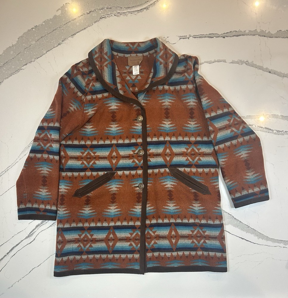 PENDLETON Vtg Native American Tribal Wool  Jacket Mens Large U.S.A