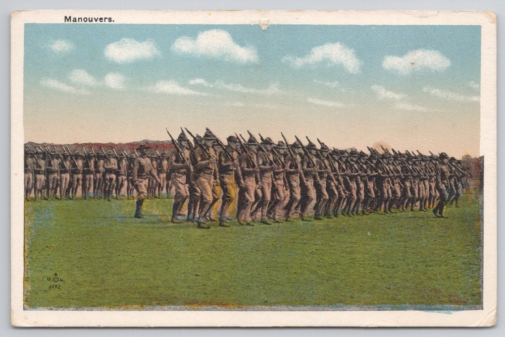 Underwood WWI Era Soldiers Military Maneuvers Army Postcard Unposted