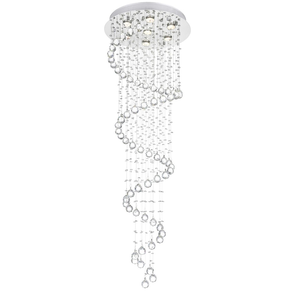 7-Light Chrome Spiral Flush Mount Ceiling Fixture