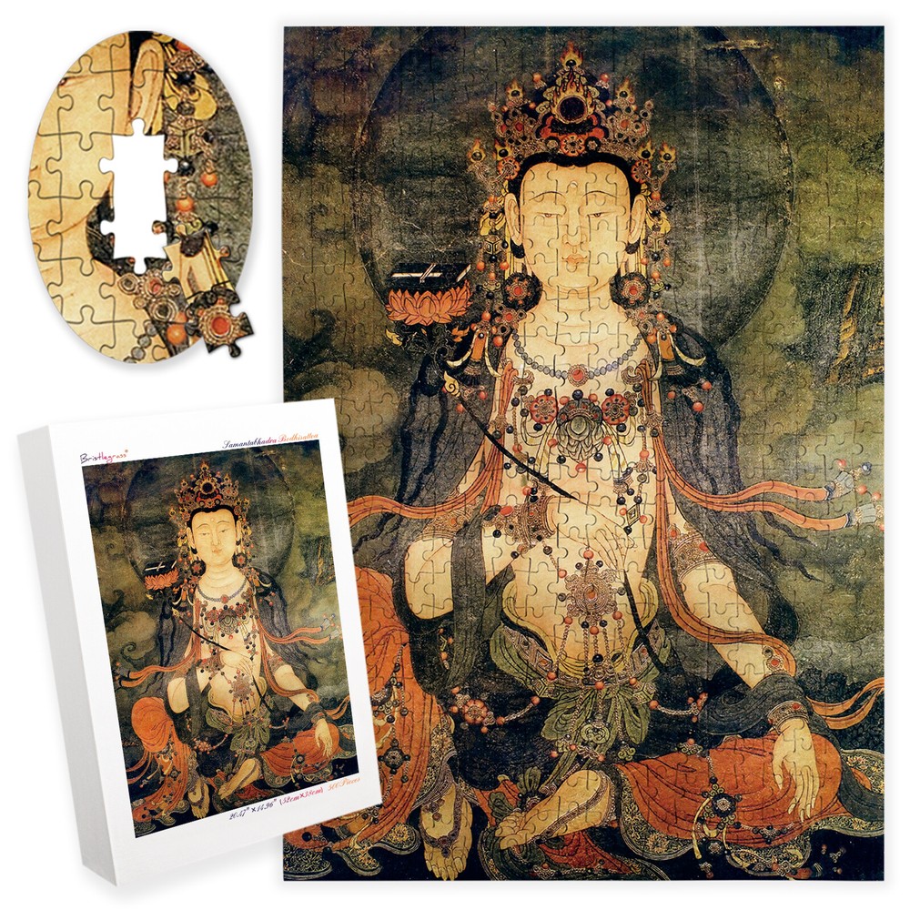 Wooden Jigsaw Puzzles 500 Piece Samantabhadra Bodhisattva Thangka Painting Decor