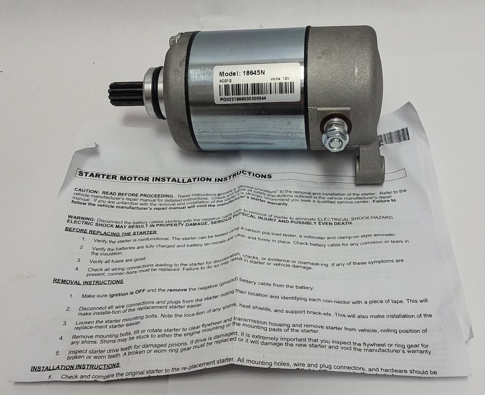 STR 18645N Starter Motor For Select 1995 - 2014 Polaris Models