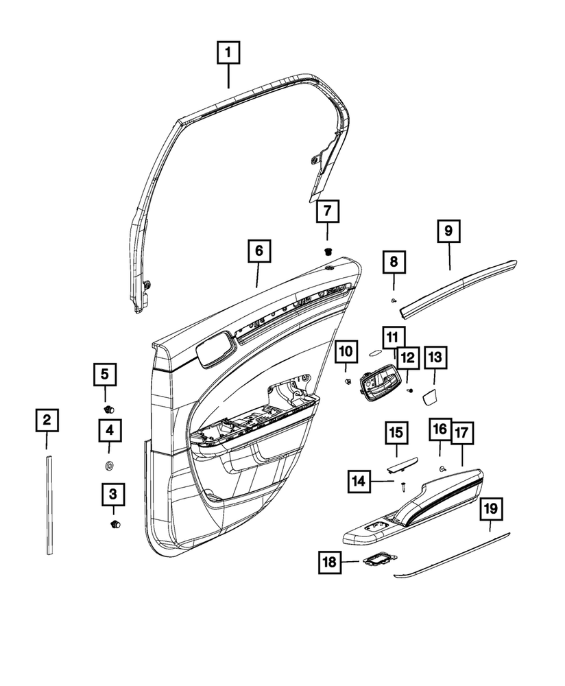 Genuine Mopar Rear Door Trim Panel Assembly Right 5PG061L8AG