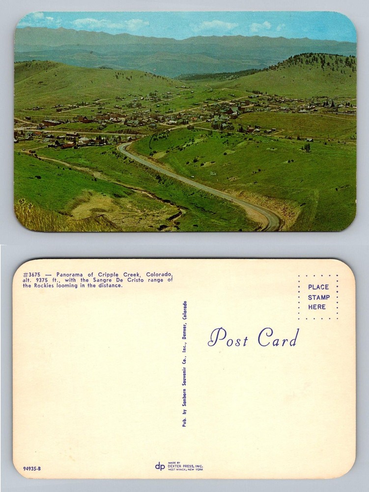 Cripple Creek, CO-Colorado, Panorama with Rockies Range Vintage Postcard
