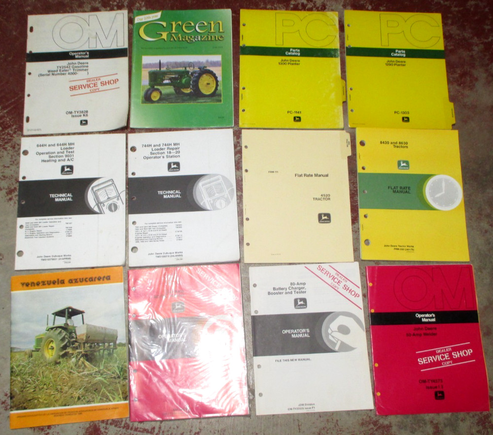 Lot Of 12 John Deere Technical / Flat Rate / Parts / Operators/Magazine Manuals
