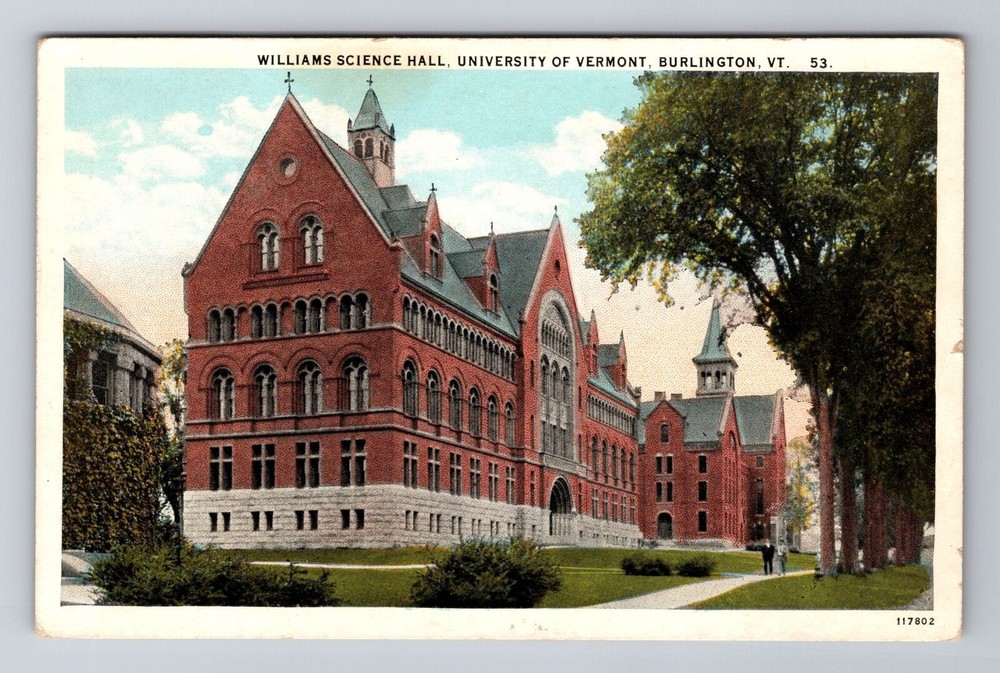Burlington VT-Vermont, Williams Science Hall, University, Vintage Postcard