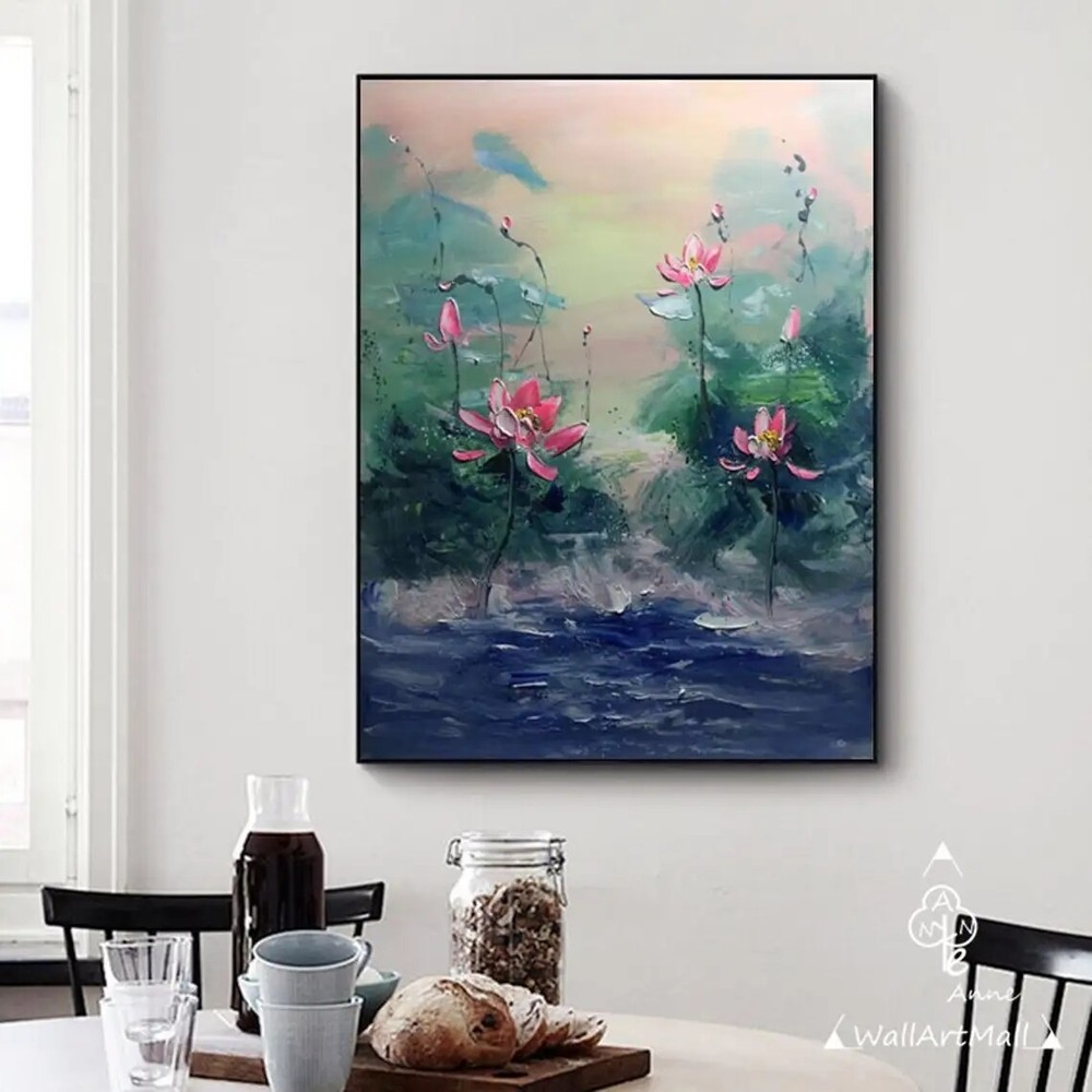 Hand Painted Morning Forest Nature Landscape Oil Painting on Canvas