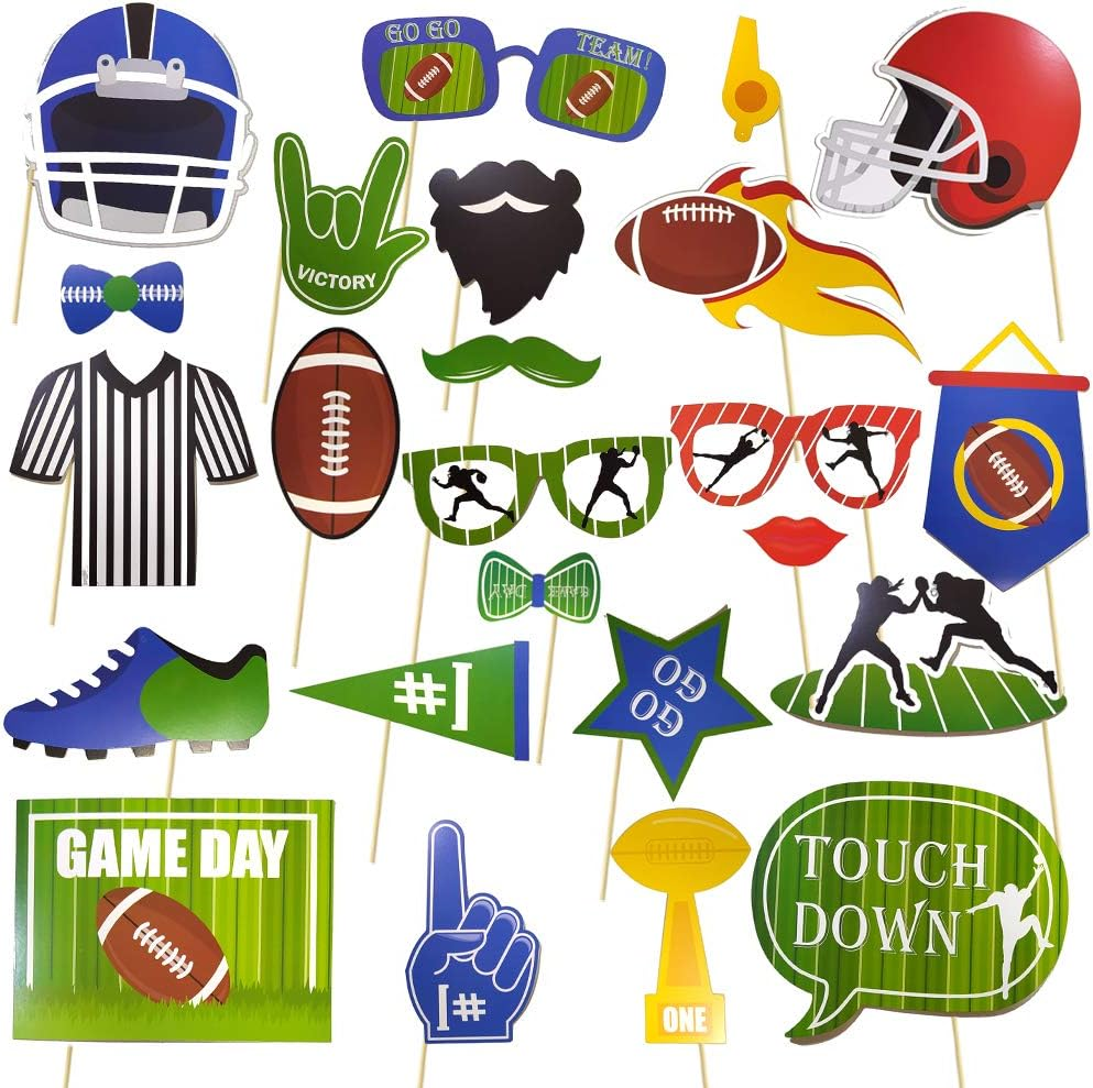 23Pcs Football Party Photo Booth Props for Game Day Touchdown Celebrations