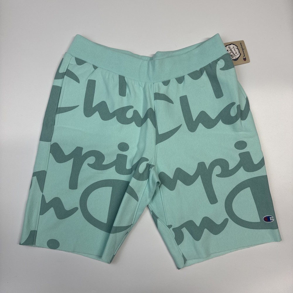 Champion Reverse Weave Shorts Men’s Small Mint Green All Over Print Logo C logo
