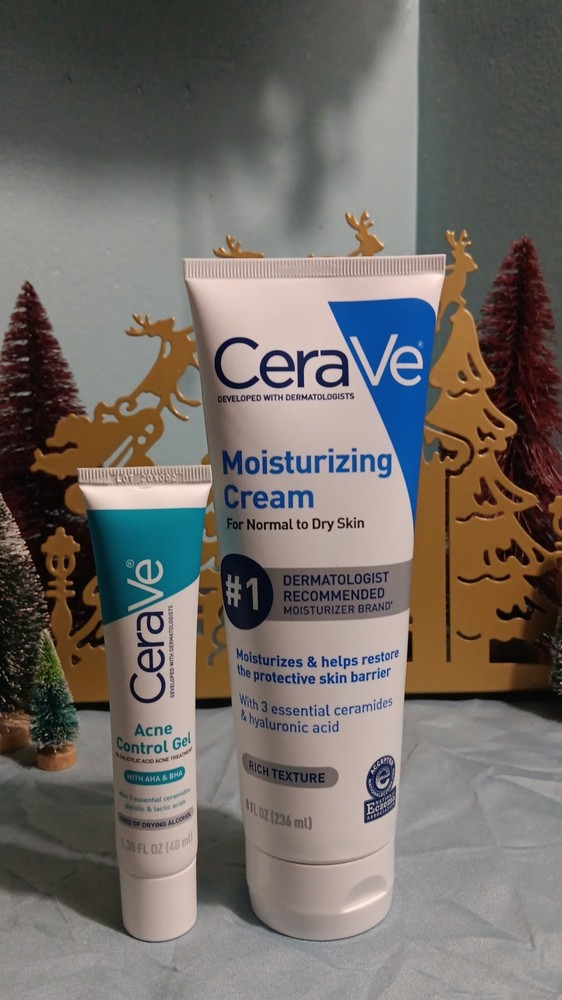 NEW SEALED FULL SIZE CeraVe Moisturizing Cream 8 Oz & Acne Control Gel 1.35 Oz