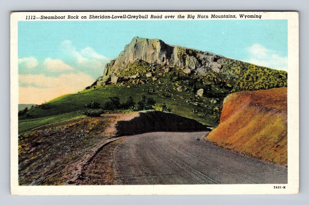 Big Horn Mountains WY-Wyoming, Steamboat Rock, Vintage Postcard