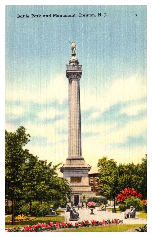 1940s Garden At Battle Park & Monument Trenton New Jersey Vintage Postcard