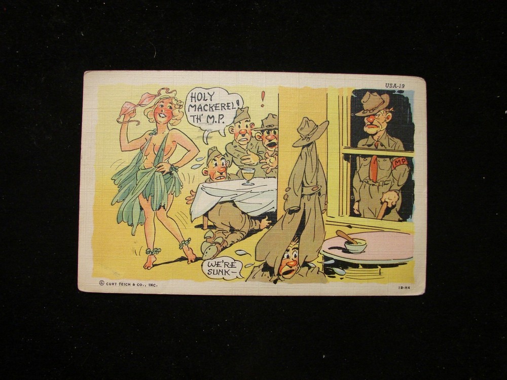 1942 Wwii Postcard Military Comic 