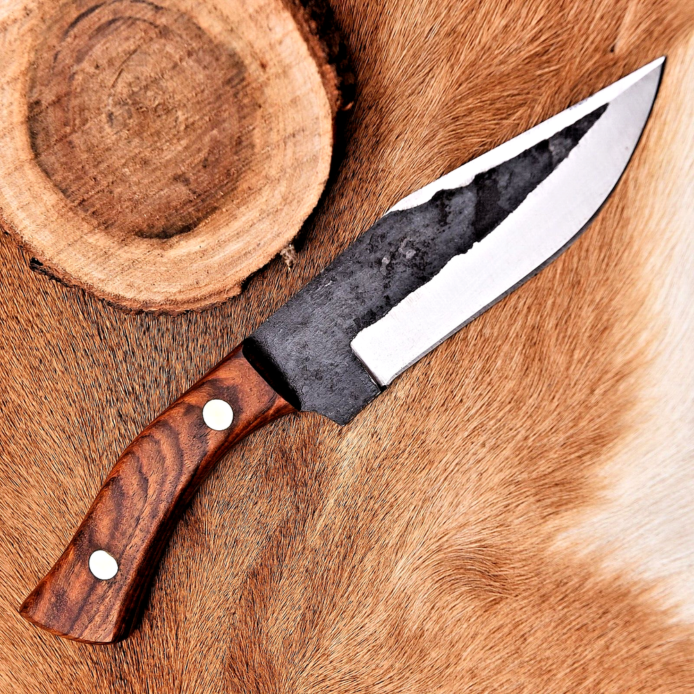 Forged Carbon Steel Hunting Bowie Knife with Wood Handle 2928