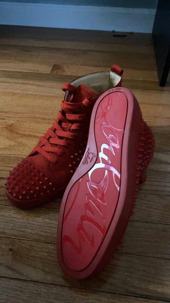 Christian Louboutin Louis Spikes high top red sneakers size 9.5