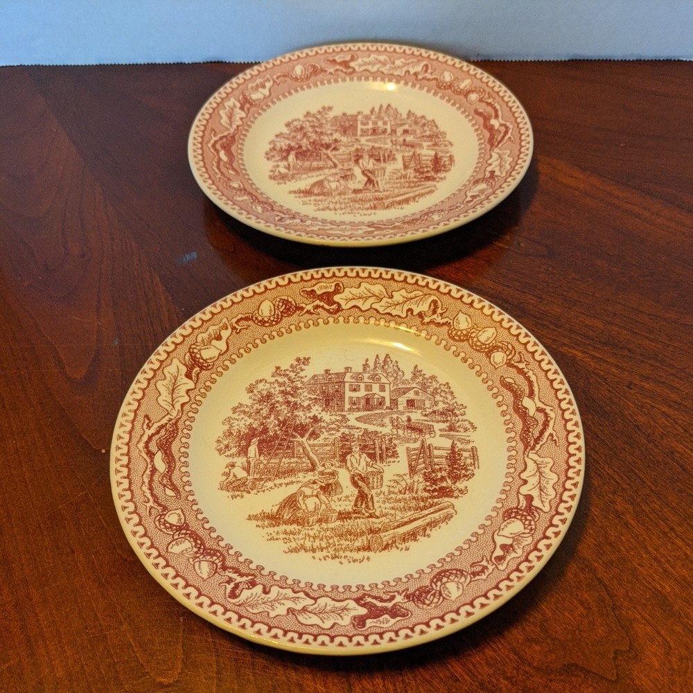 Vintage 1965 Royal China USA Memory Lane 6-1/2 Inch 2 Plates for cake or bread