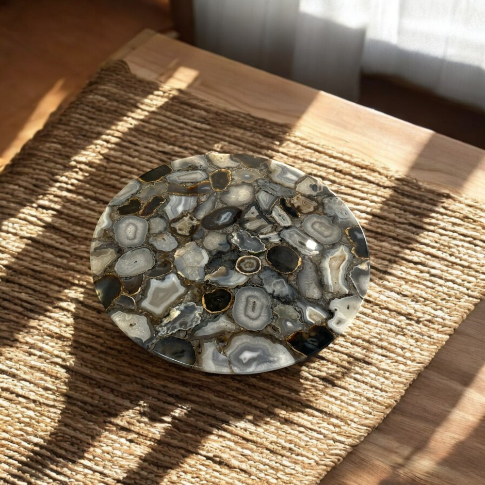 Handmade Round Agate Coffee Table Centerpiece for Dining Room Decor