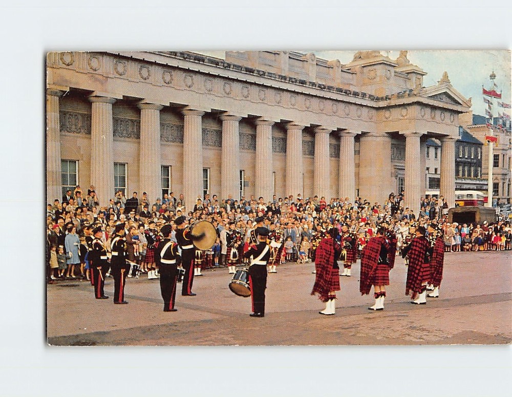 Postcard Pipe Band Outside the Royal Scottish Academy Edinburgh Scotland