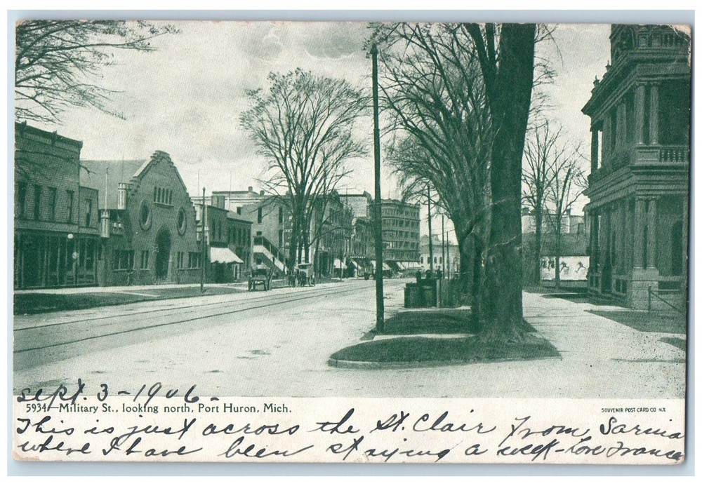 1906 Military St. Looking North Port Huron Michigan MI Unposted Vintage Postcard