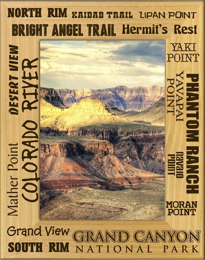 Grand Canyon National Park Points of Interest Engraved Wood Picture Frame 4x6