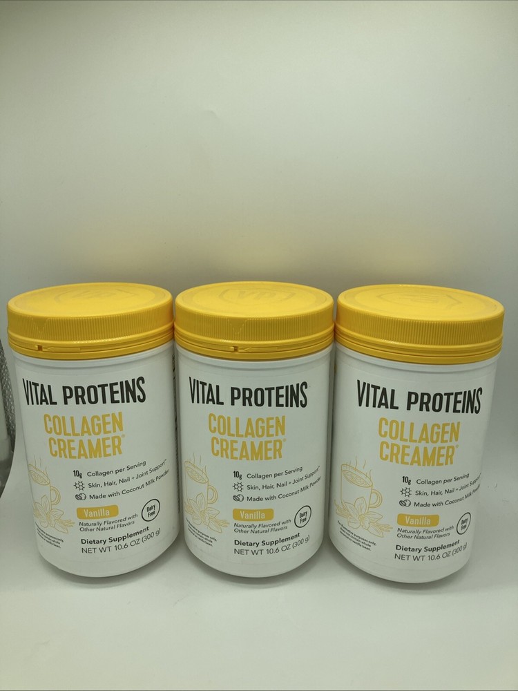 (3) Vital Proteins Collagen Creamer Vanilla Dietary Supplements - 10.6 oz Each