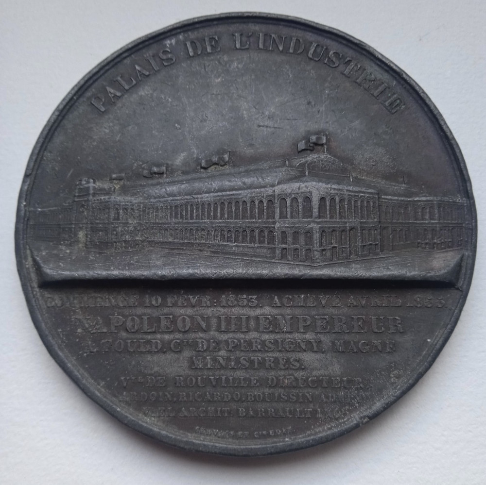 1855 PARIS UNIVERSAL EXPOSITION FRENCH TIN MEDAL by CAQUE