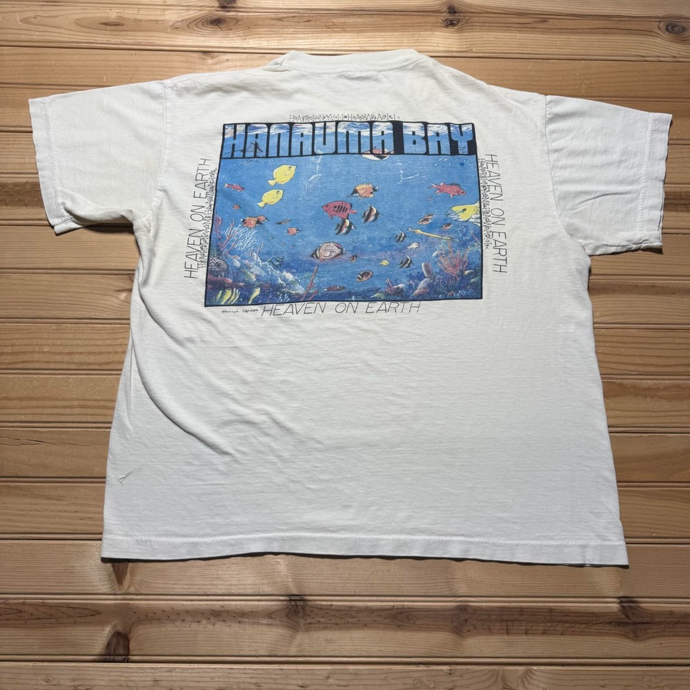 Vintage 1993 Hanauma Bay Oahu Hawaii Beach Surf Ocean Marine Life T-Shirt XL