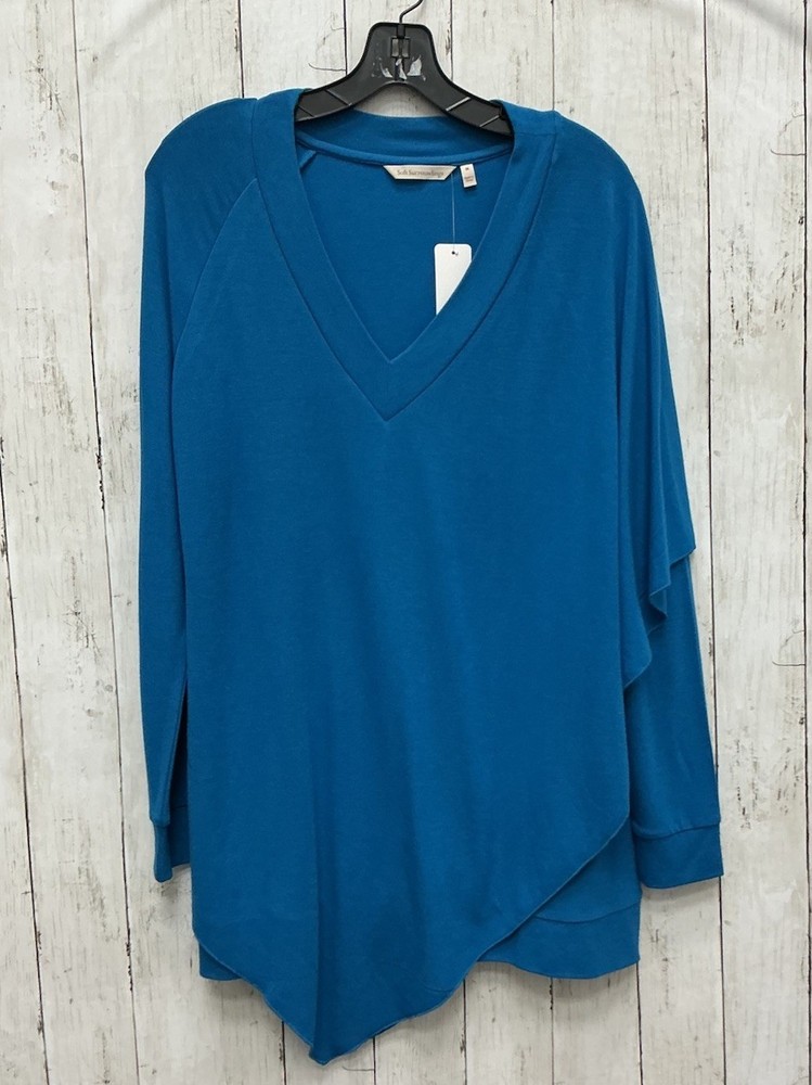 Soft Surroundings Long Sleeve Madeline Tunic Blue V-Neck Top Medium 0506-247