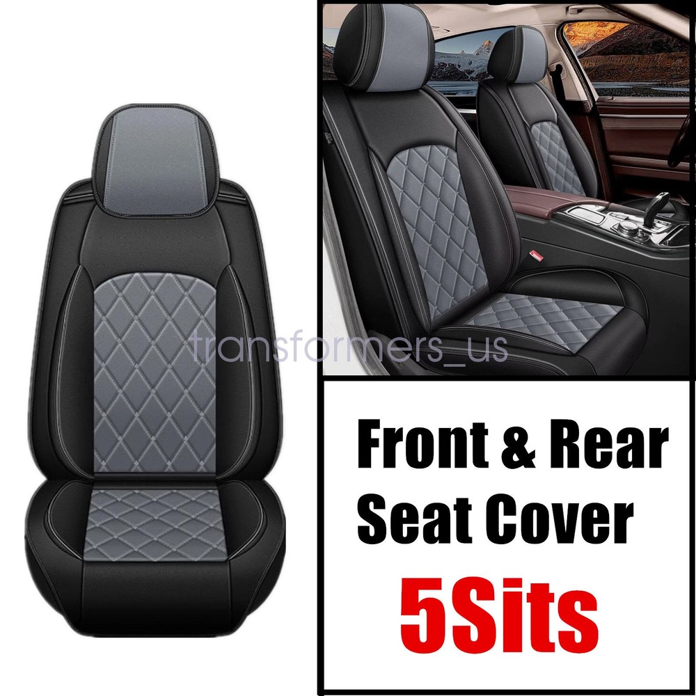 Fits Acura RDX MDX ILX TSX Car Seat Cover 5Seat Full Set Front Rear Black+Gray