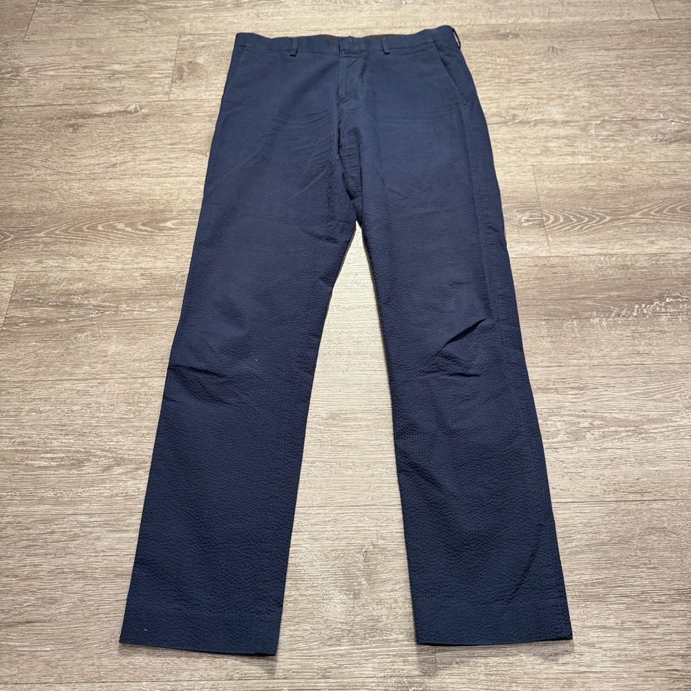 J Crew Pants Mens 30 Blue Ludlow Seersucker Slim Fit Preppy 30x32 Adult Casual