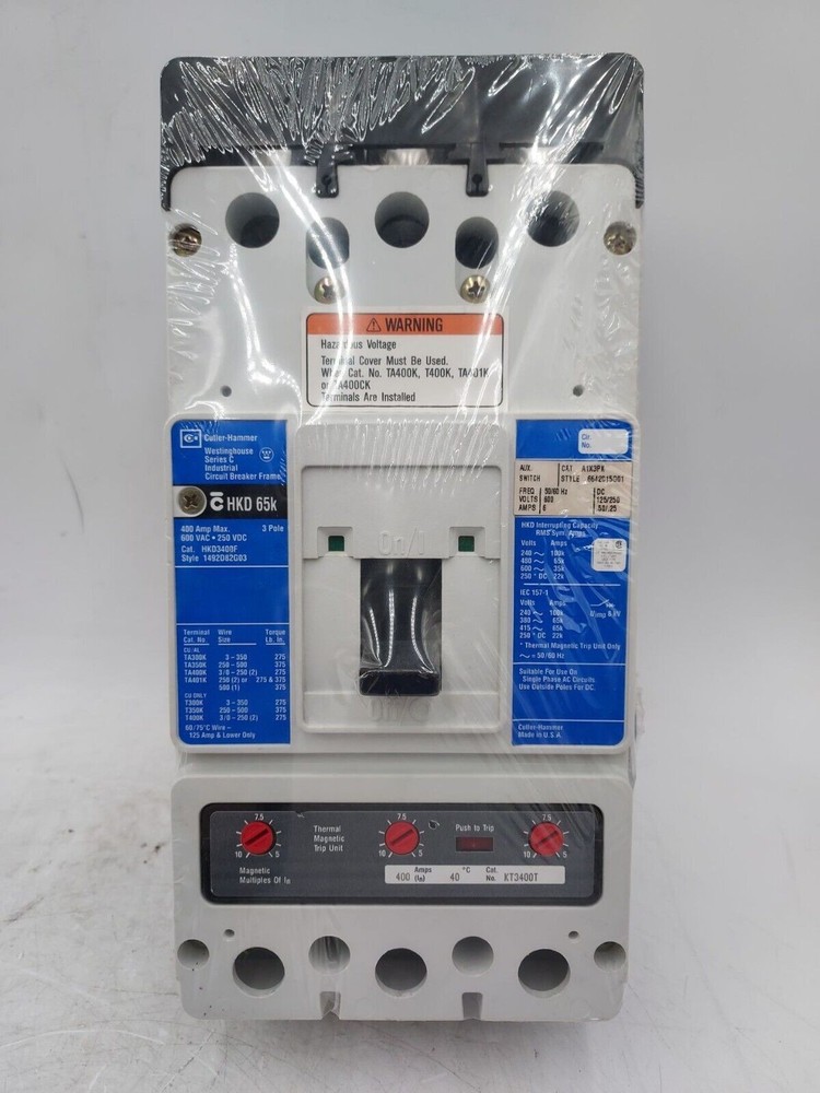 EATON CH HKD3400 Circuit Breaker 400A 3P 600V 3PH Trip KT3400T 400 Amp 3 Pole