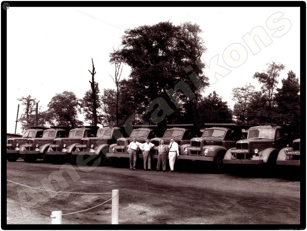 Mack Truck New Metal Sign: Langenfelder Mack Dump Trucks Lined Up