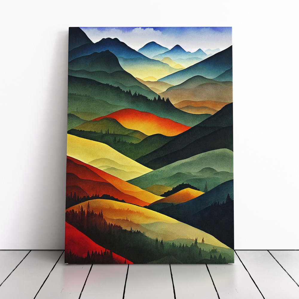 Mountain Landscape No.4 Canvas Wall Art Print Framed Picture Decor Dining Room