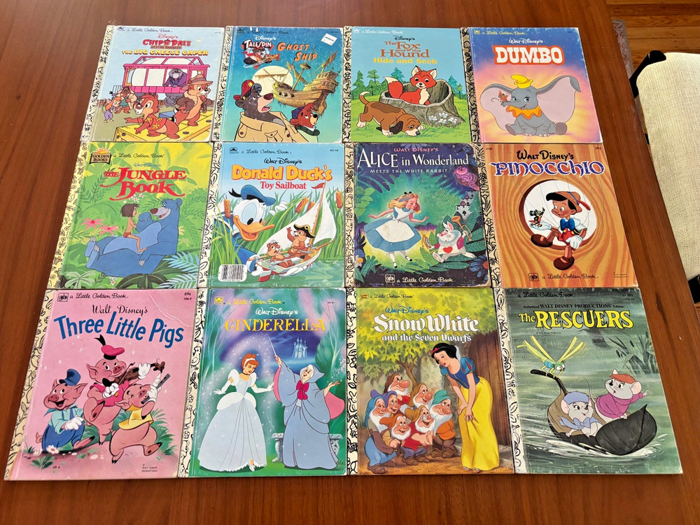 Little Golden Book Walt Disney Hardcover Lot Of 12 80'S/90'S Snow White Rescuers