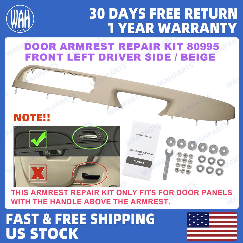 For Tahoe Silverado 2010-2014 Beige Front Driver Side Door Armrest Repair 80995