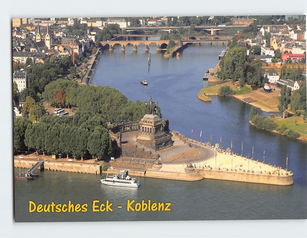 Postcard Aerial View Deutsches Eck Koblenz Germany