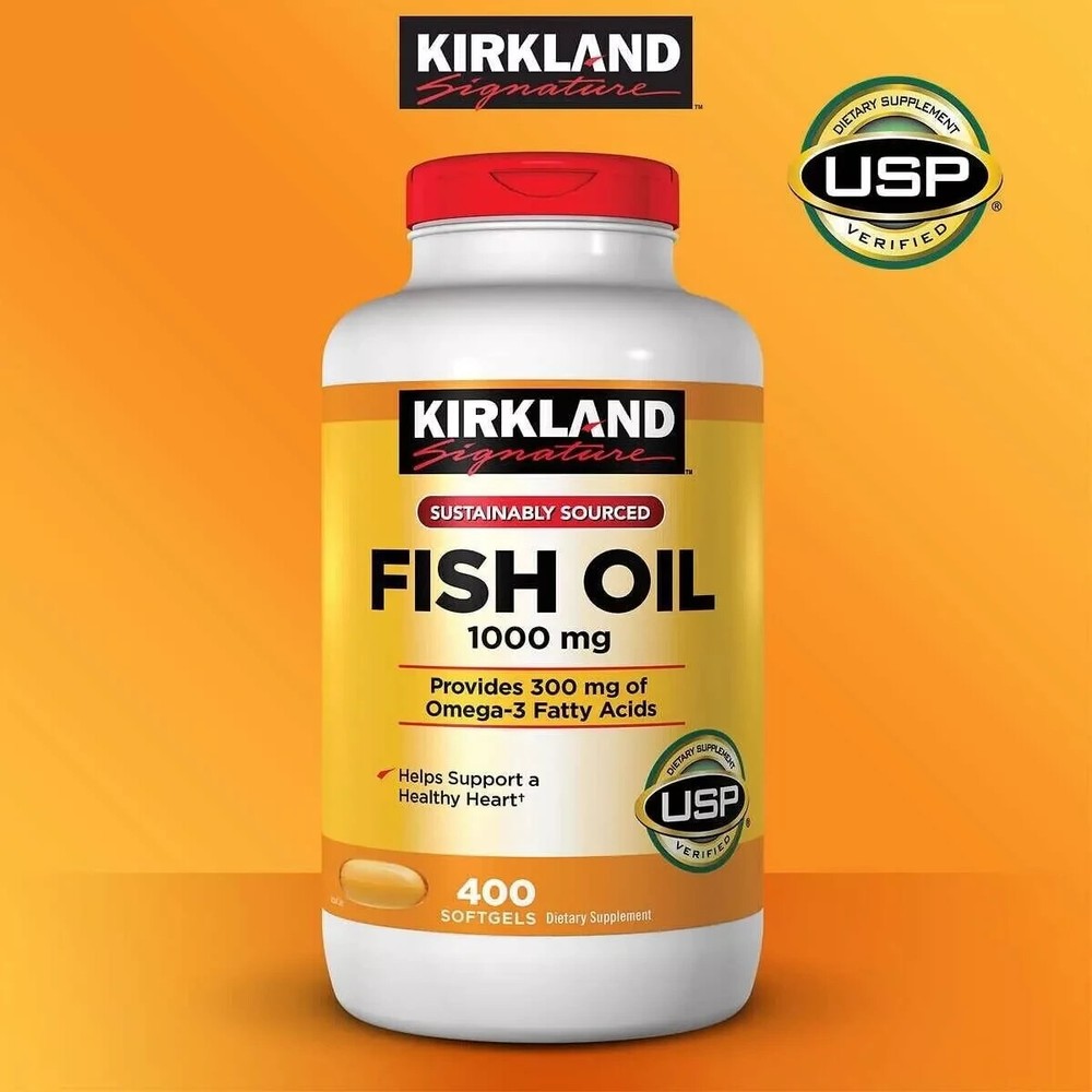 Kirkland Signature Fish Oil 1000 mg., 400 Softgels & 300mg Omega-3 **EXP-06/2027