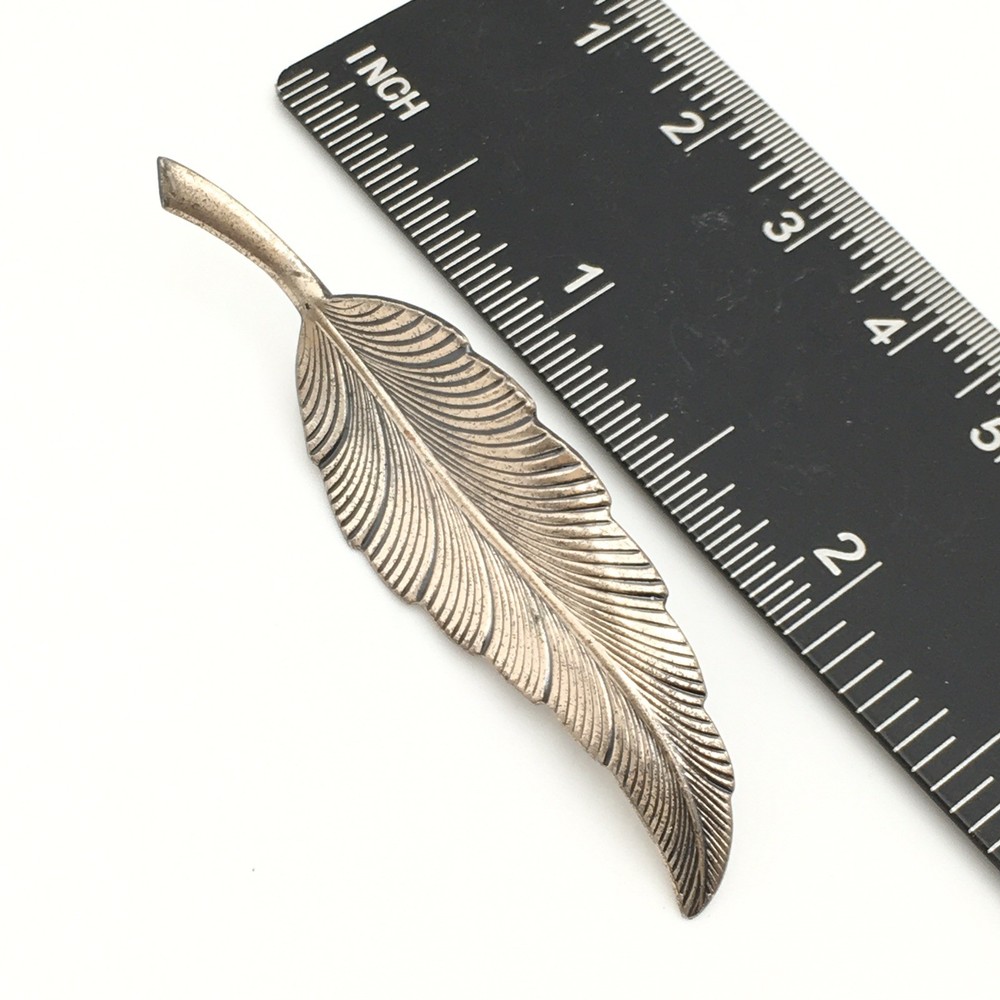Vintage Sterling Silver BEAU Feather Pin Brooch Marked Ster 3.3g #66