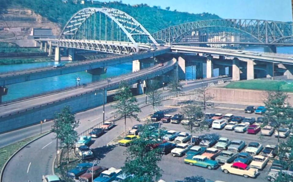 1960s Fort Pitt Tunnel Bridge Golden Triangle Pittsburgh PA Vintage Postcard