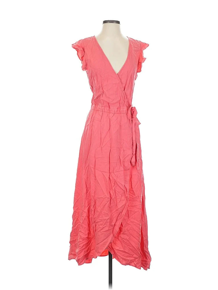 Splendid Coral HiLow Maxi Wrap Cocktail Dress size large