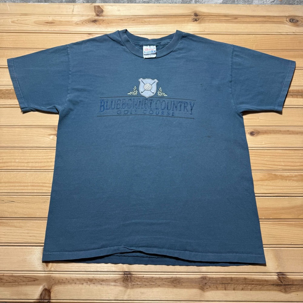 Vintage 90s Hanes Bluebonnet Country Golf Course T-Shirt USA Made - Size Large