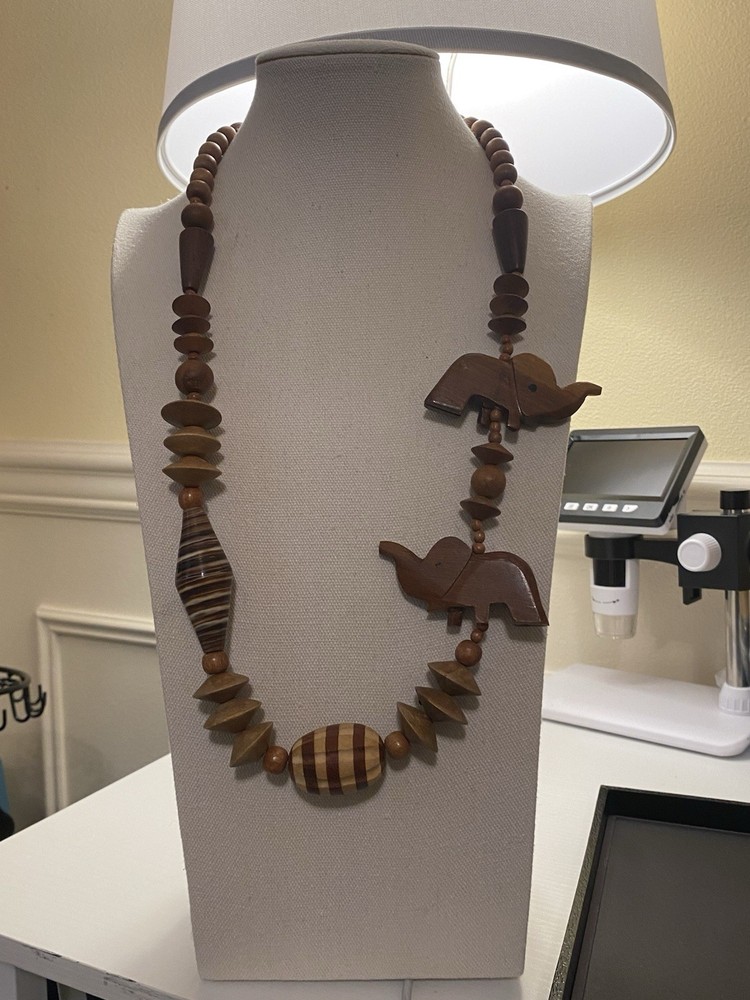 Handmade Wooden Elephant Necklace