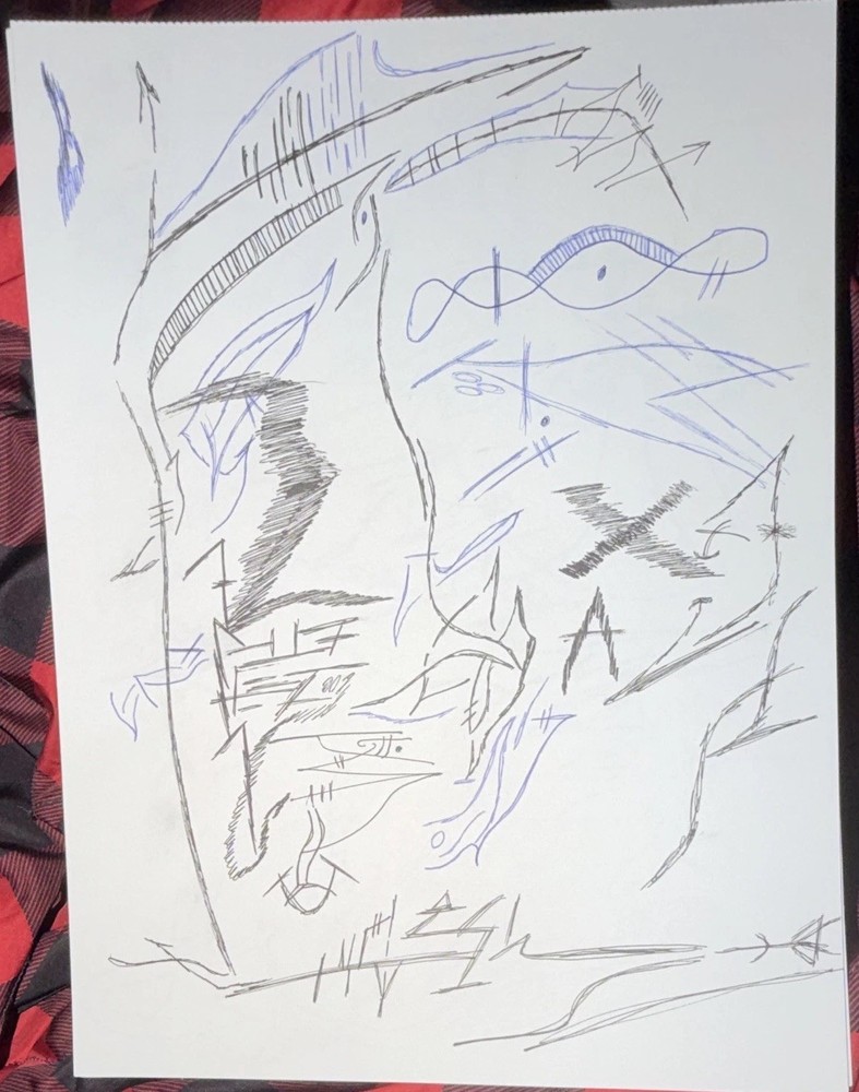 Original Small Abstract Drawing on Paper - Abstract Style, Unframed