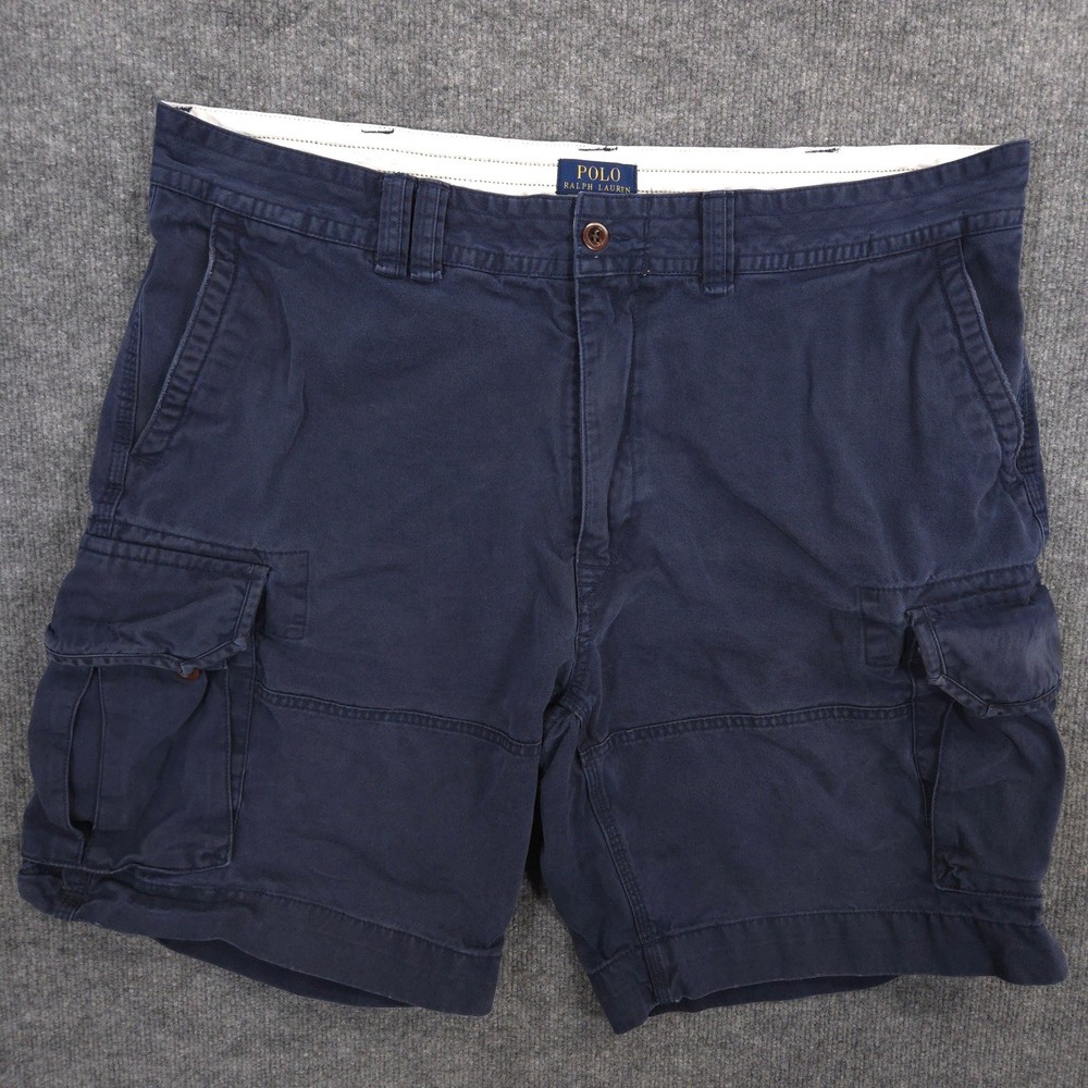 Polo Ralph Lauren Cargo Shorts Mens 42 Navy Blue Baggy Loose Twill 10